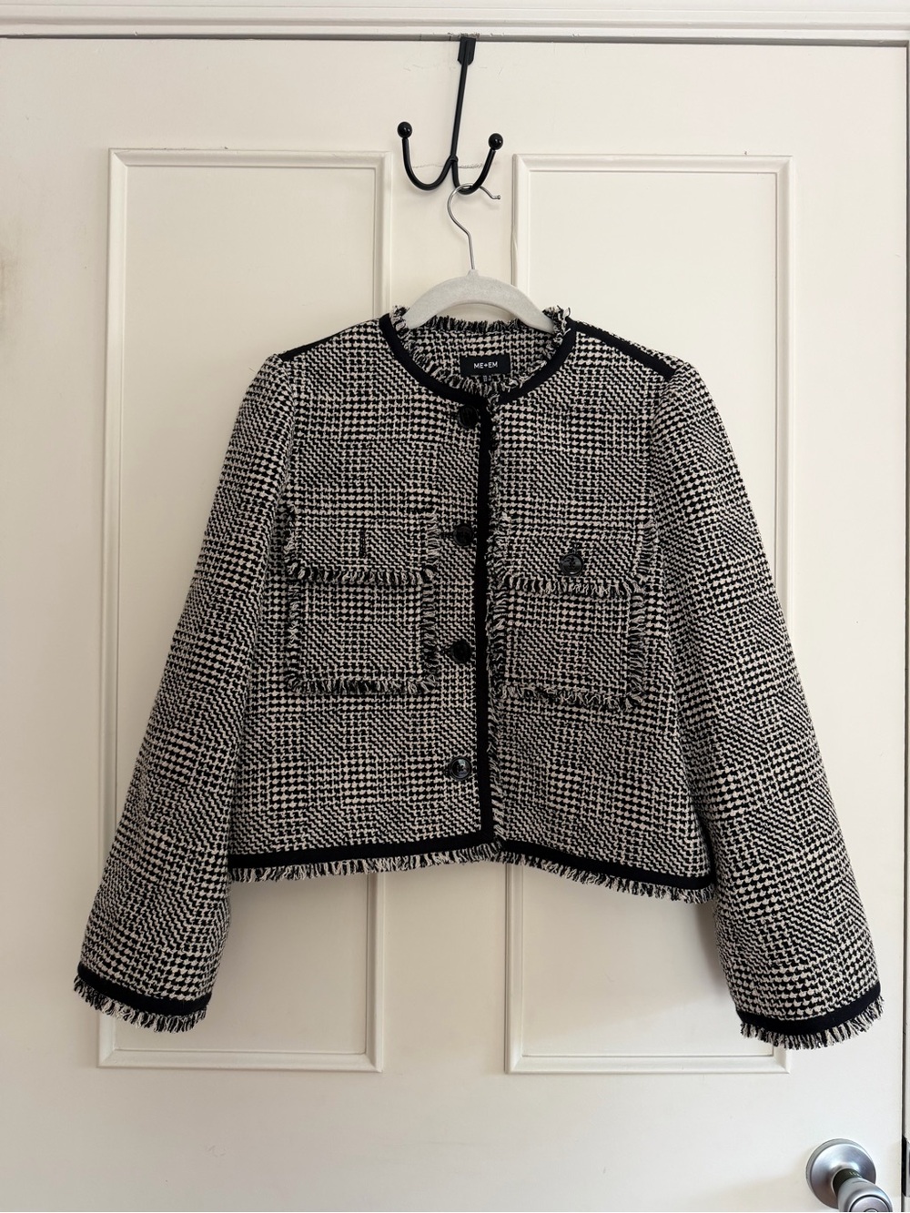 Me + Em & White Tweed Cropped Jacket - Women's Coat